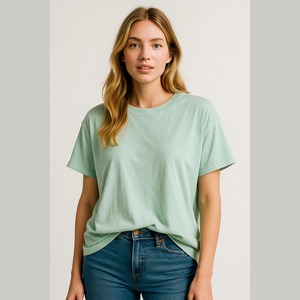 All in Motion Womens Green Oversized Crew Neck Short Sleeve Top Size Large